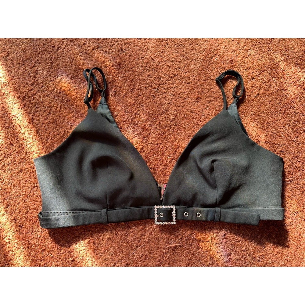 Kaiia Black Strap it Triangle Bralette Too‎ Us Womens 12 Clubbing Crop Y2K